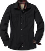 CQR Women's Plaid Flannel Shirt Long Sleeve Solid Black