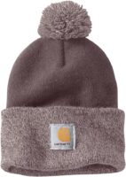 Image of a Carhartt Women's Knit pom Cuffed Beanie in a blackberry color