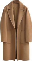 Winter Casual Single Breasted Long Wool Coat Camel