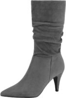 DREAM PAIRS Women's High Heel Mid Calf Boots Grey