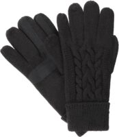 Isotoner Women's Cable Knit Gloves with Touchscreen Palm Patches Black