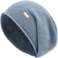Jaxmonoy Cashmere Slouchy Knit Beanie Hat Blue