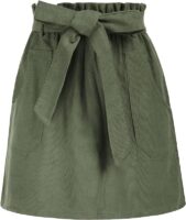 KANCY KOLE Women's Casual High Waist A Line Skirt Curduroy Army Green