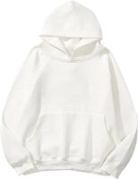 Lauweion Women Solid Basic Fleece Letter Loose Hoodie White