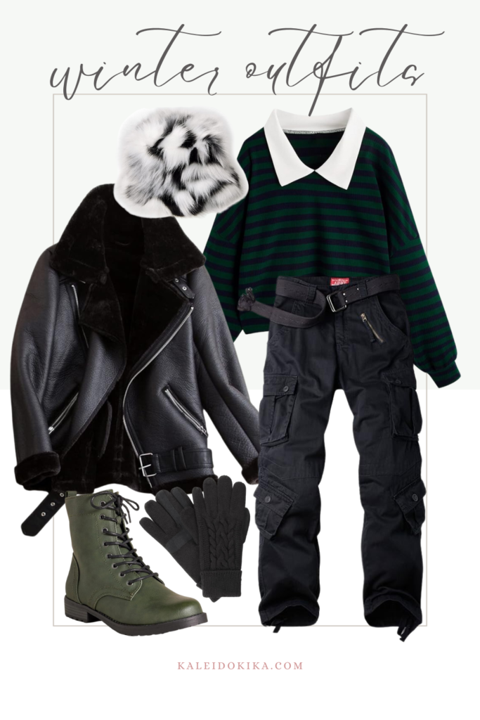Idea for a winter outfit with the edgy urban street style