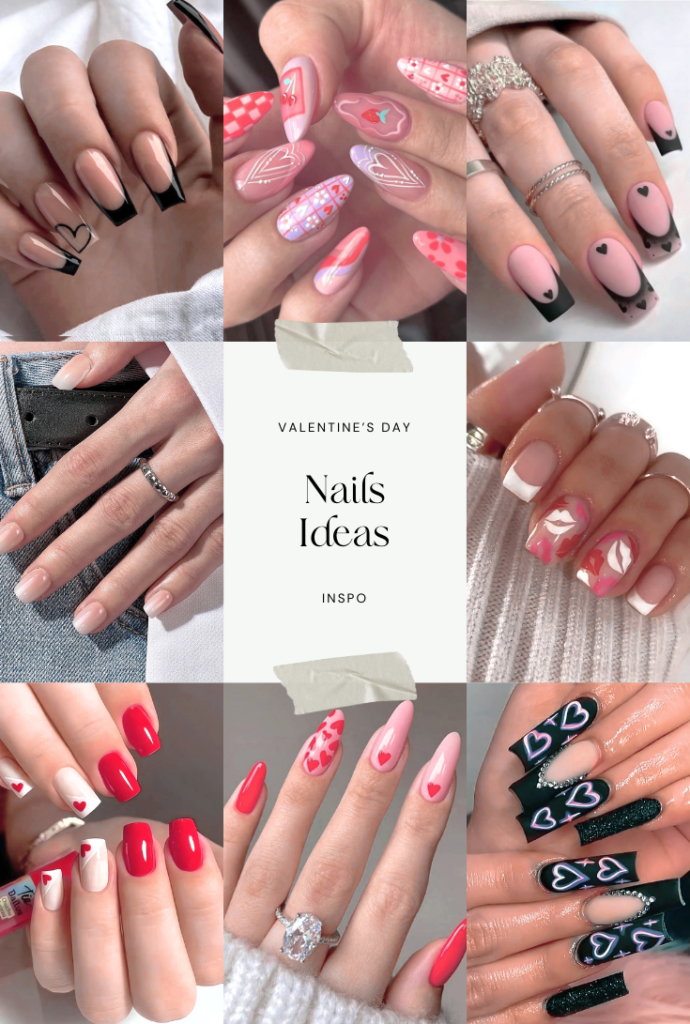 Image showing multiple nails designs for Valentine's Day