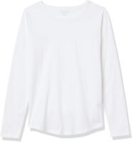 Amazon Essentials Women's Classic-Fit 100% Cotton Long-Sleeve Crewneck White