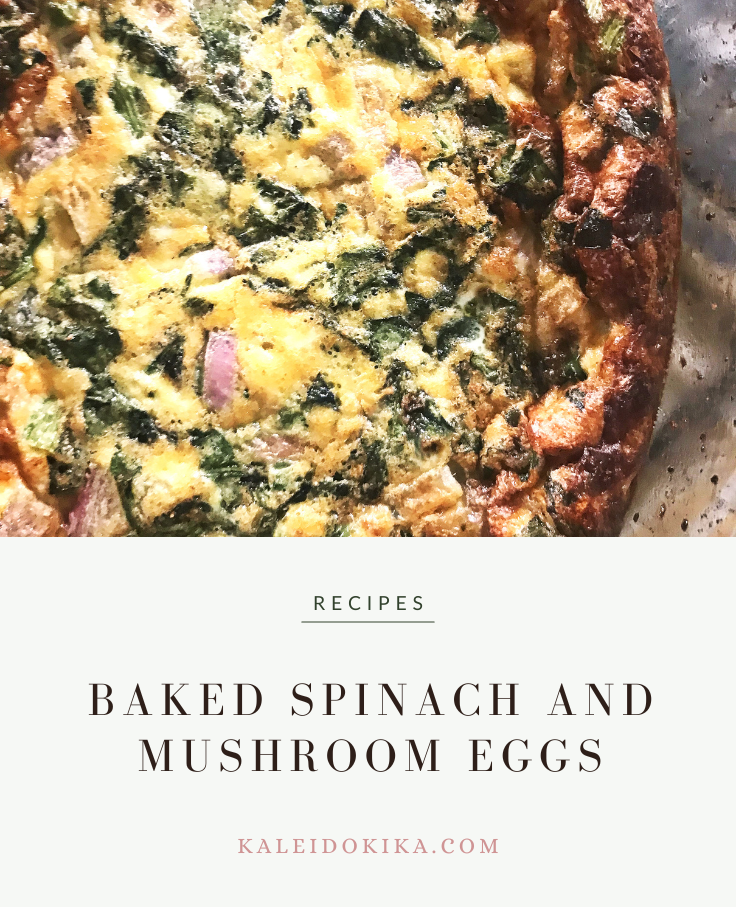 Thumbnail for the recipe baked eggs with spinach, mushrooms and onions