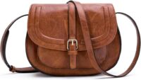 Crossbody Bags for Women,Small Saddle Purse and Boho Brown