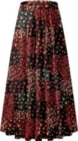 NASHALYLY Women's Chiffon Elastic High Waist Pleated A-Line Flared Maxi Skirt Flower 215