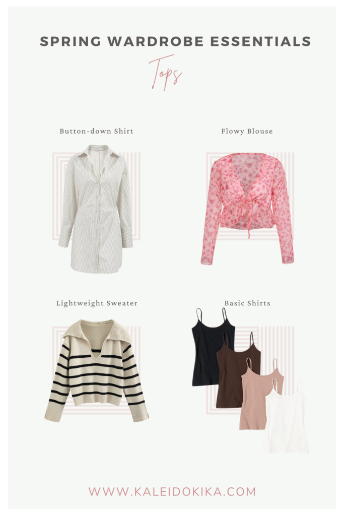 Image showing 4 tops that are essential for a spring wardrobe for women