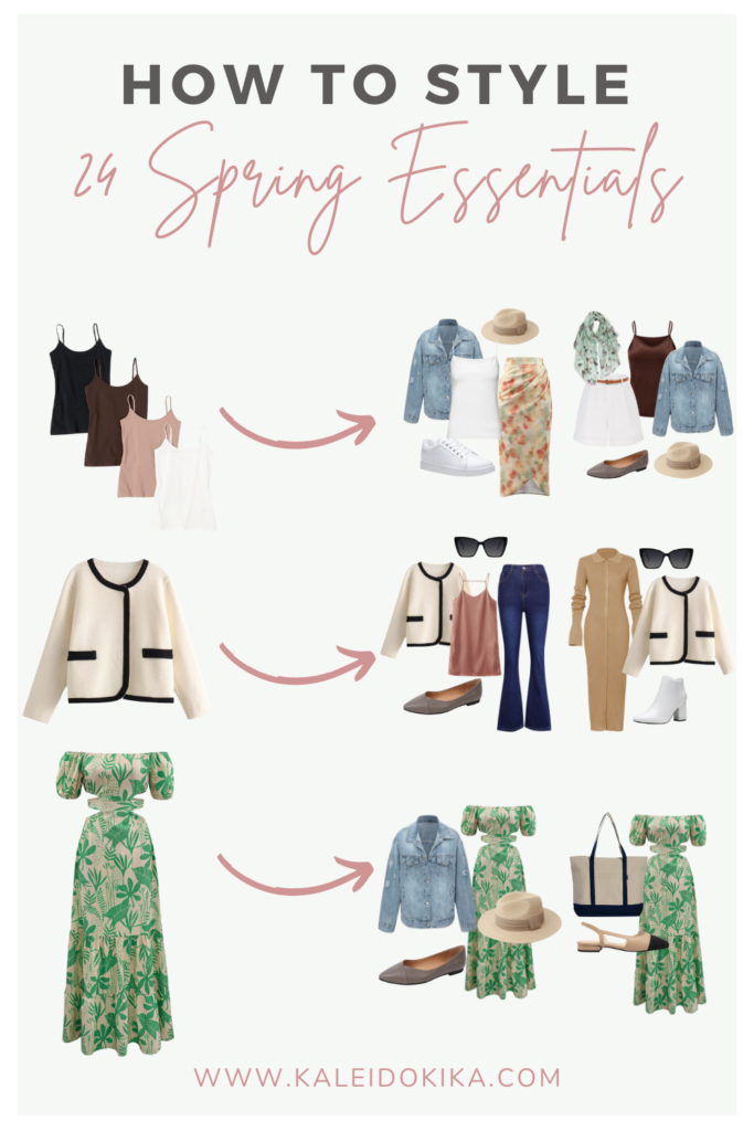 Image showing examples of how to style spring essentials into cute outfits