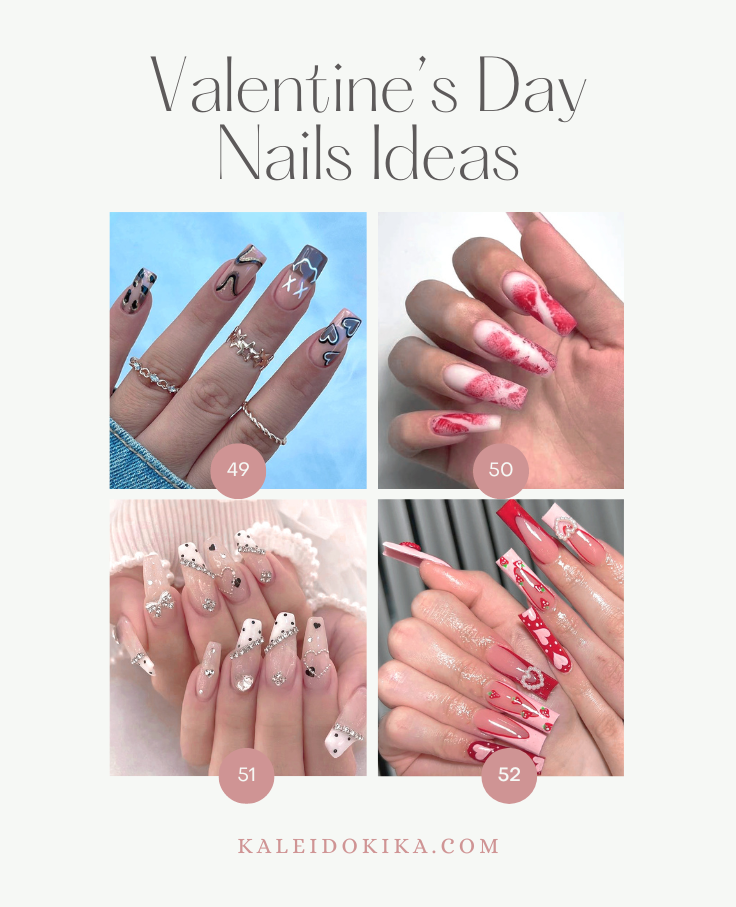 Image showing various nails designs for Valentine's Day