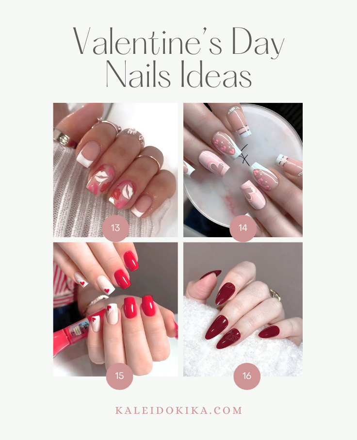 Image showing various nails designs for Valentine's Day