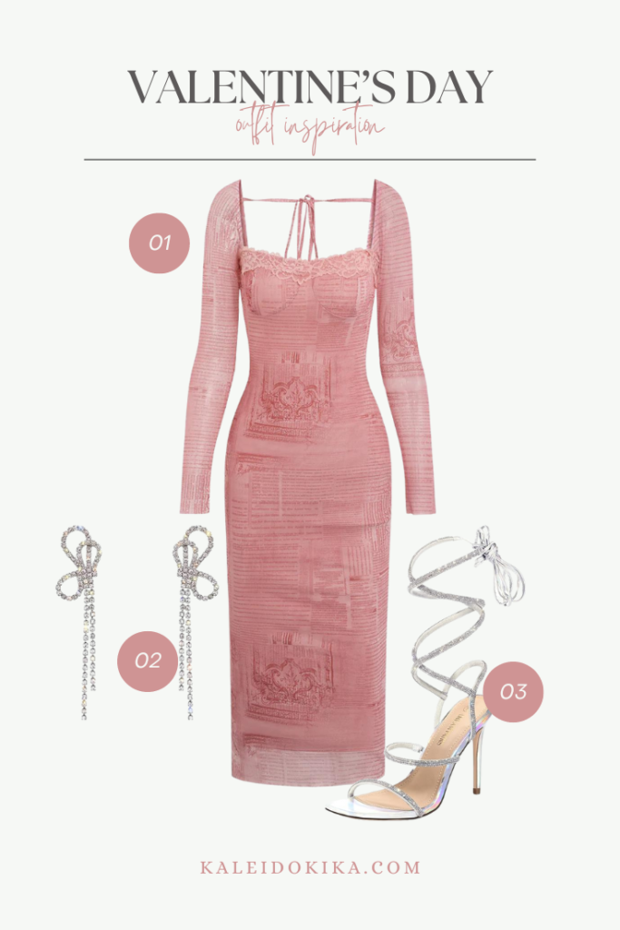 Valentine's Day Outfit Idea with a lovely pink midi dress for a classy look