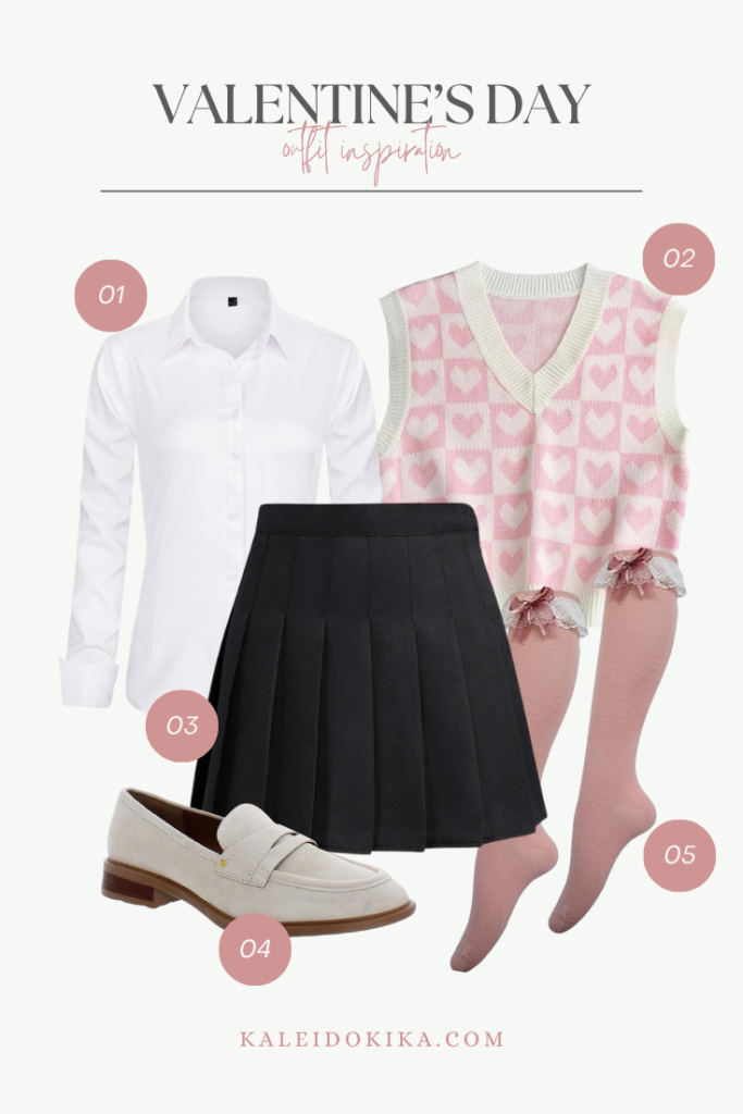 Valentine's Day Outfit Idea with a preppy and cute style