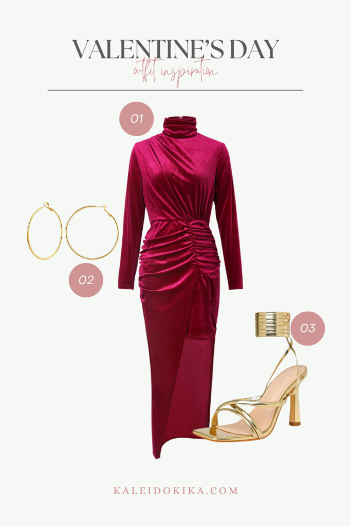 Valentine's Day Outfit Idea with a beautiful velvet dress