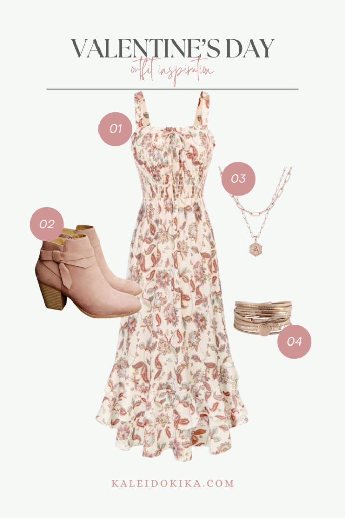 Valentine's Day Outfit Idea with a flowery dress for a boho style