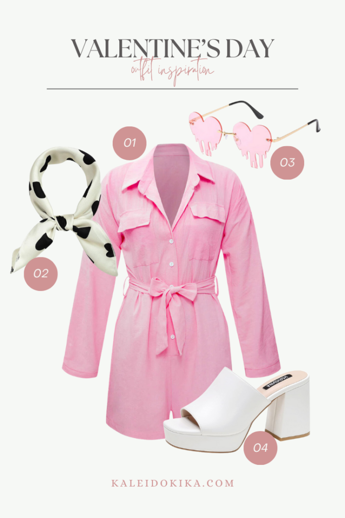 Valentine's Day Outfit Idea with a cute little pink romper