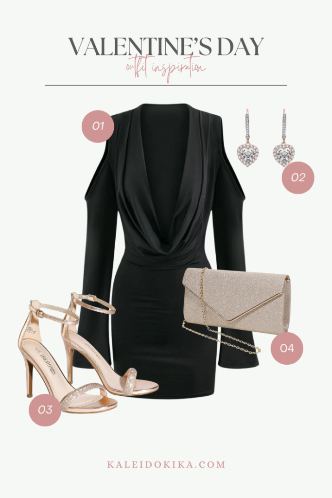 Valentine's Day Outfit Idea with a classic little black dress and crystal accessories
