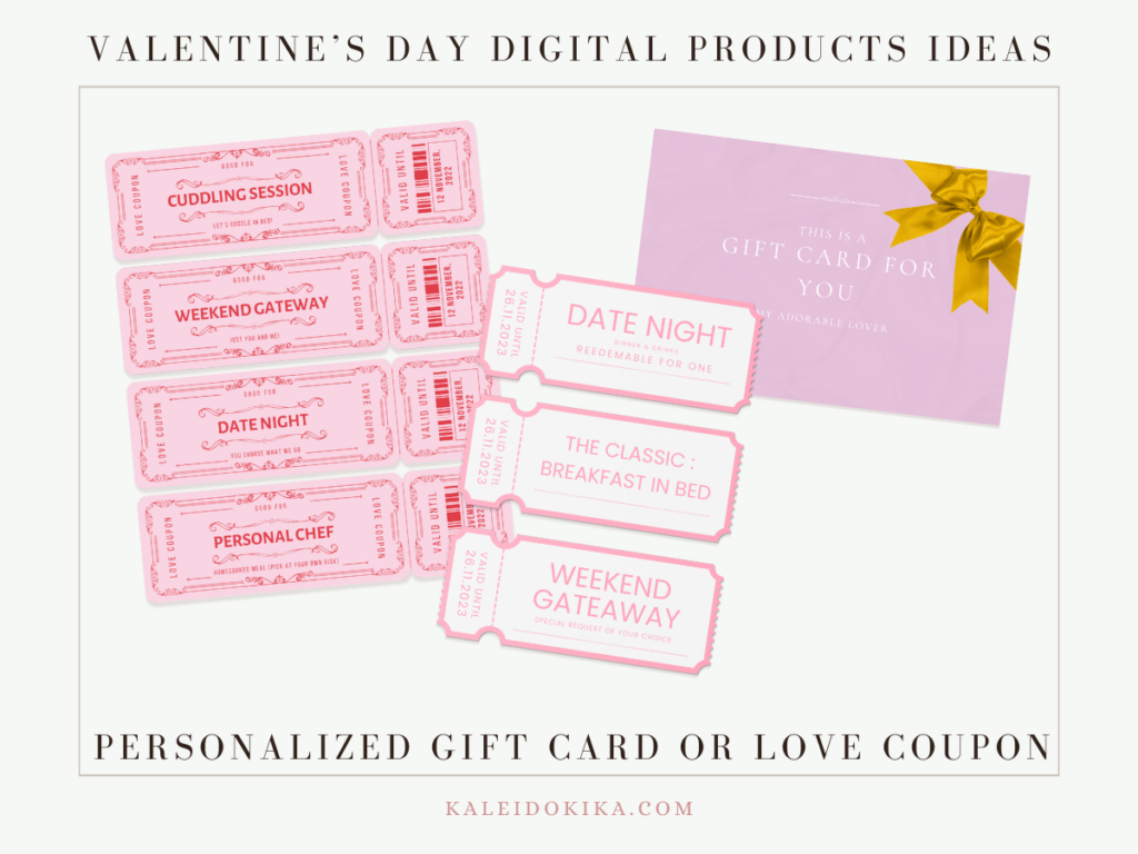 A couple of fun and unique love and couple coupons and gift cards to use during valentine's day