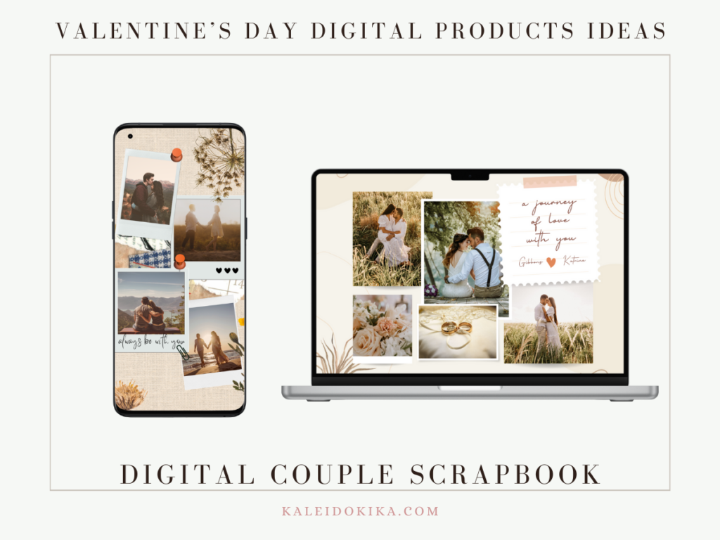Image showing a valentine's day digital product idea that is a digital couple scrapbook
