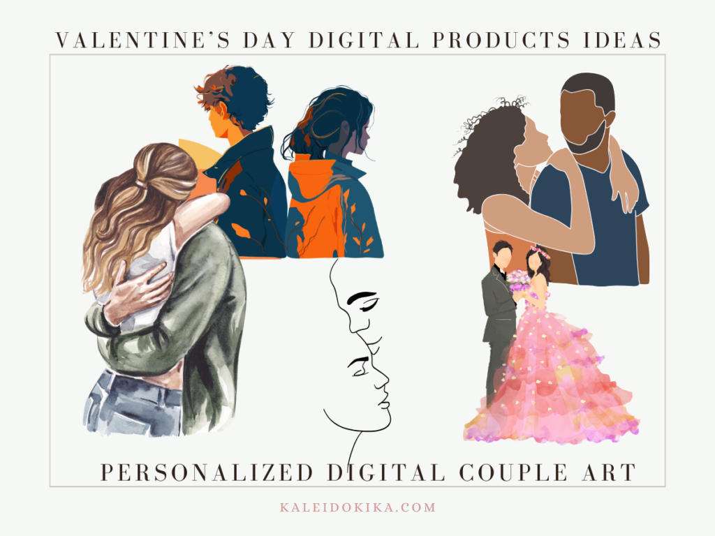 Image showcasing different types of digital art for couples for Valentine's Day