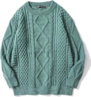 Vamtac Womens Oversized Sweaters Cable Knit Long Sleeve Dark Green
