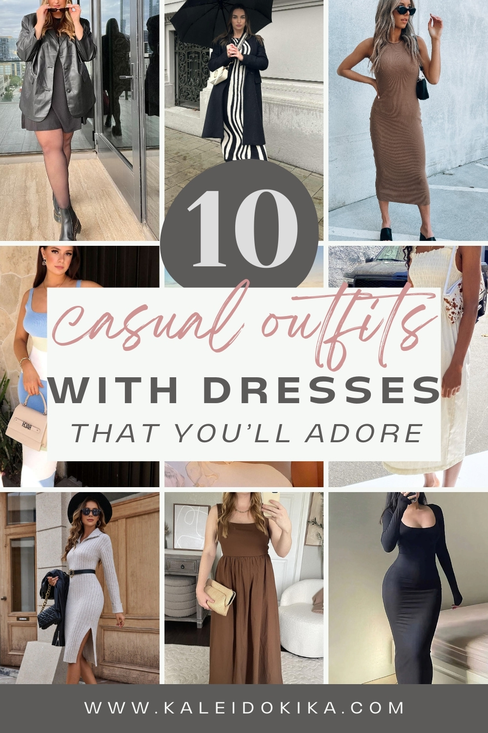 Thumbnail showing multiple images of casual outfits centered around dresses