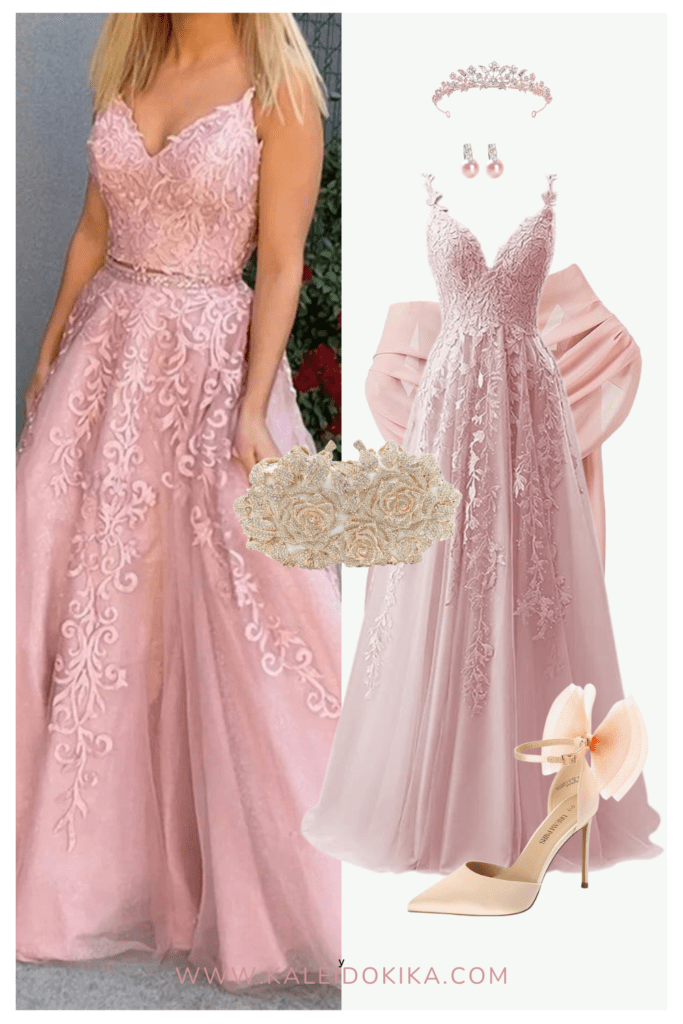 Image showing how to style a light pink tulle prom dress