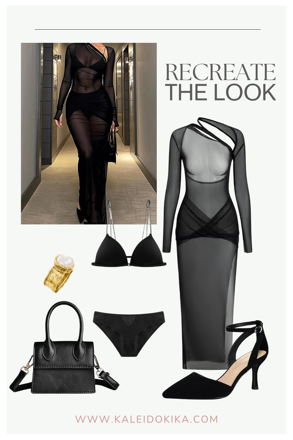 Image showing how to recreate a gorgeous black dress outfit