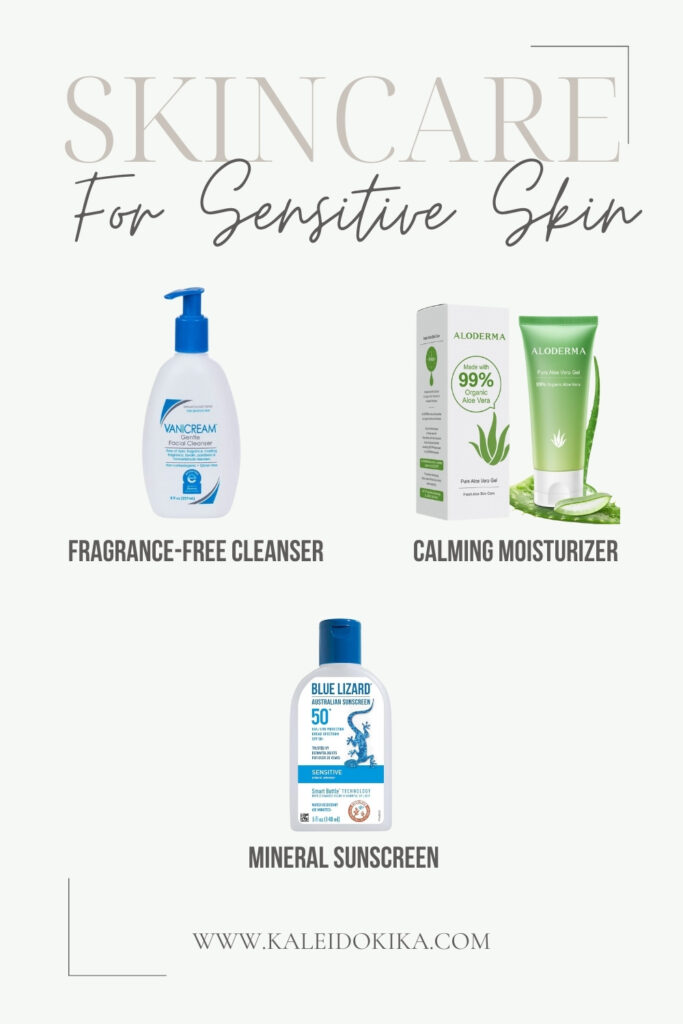 Image showing products that are perfect for skincare for sensitive skin type