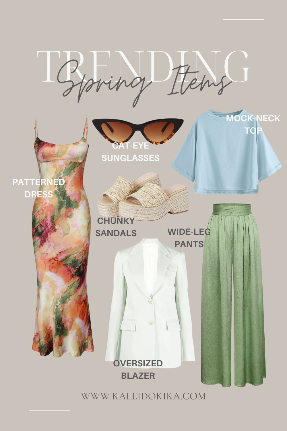 Image showing 6 trending fashion items for spring