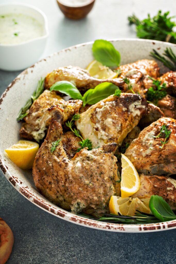 Image of lemon garlic chicken made in a crockpot perfect for summer