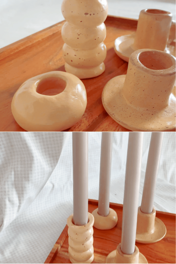image showing DIY clay candle holders
