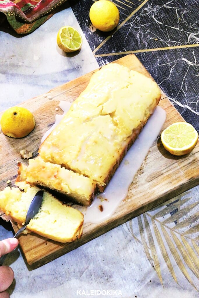 Image showing a super delicious lemon pound cake with lemon glaze