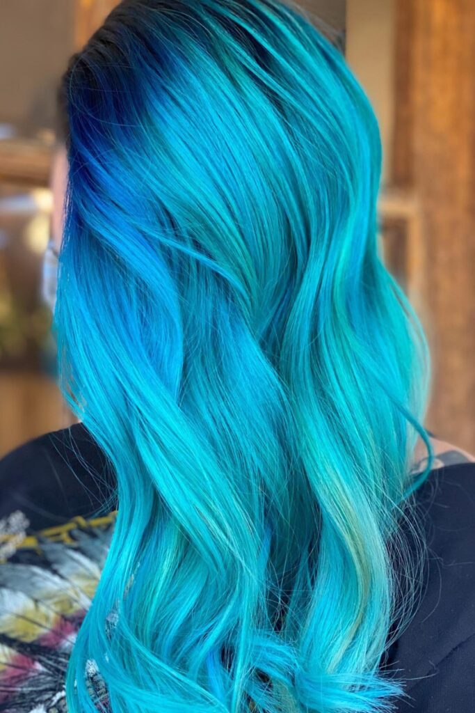 Image showing a summer hair trend color which is neon blue