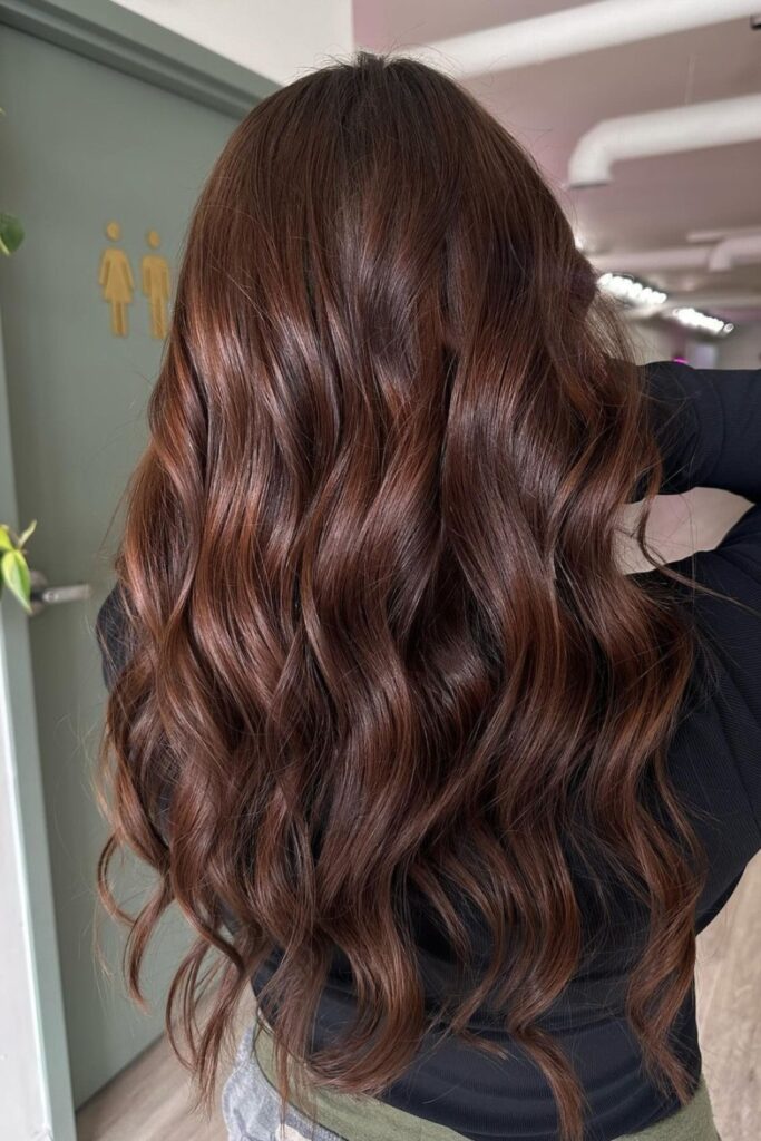 Image showing a summer hair trend color which is rich chocolate brown